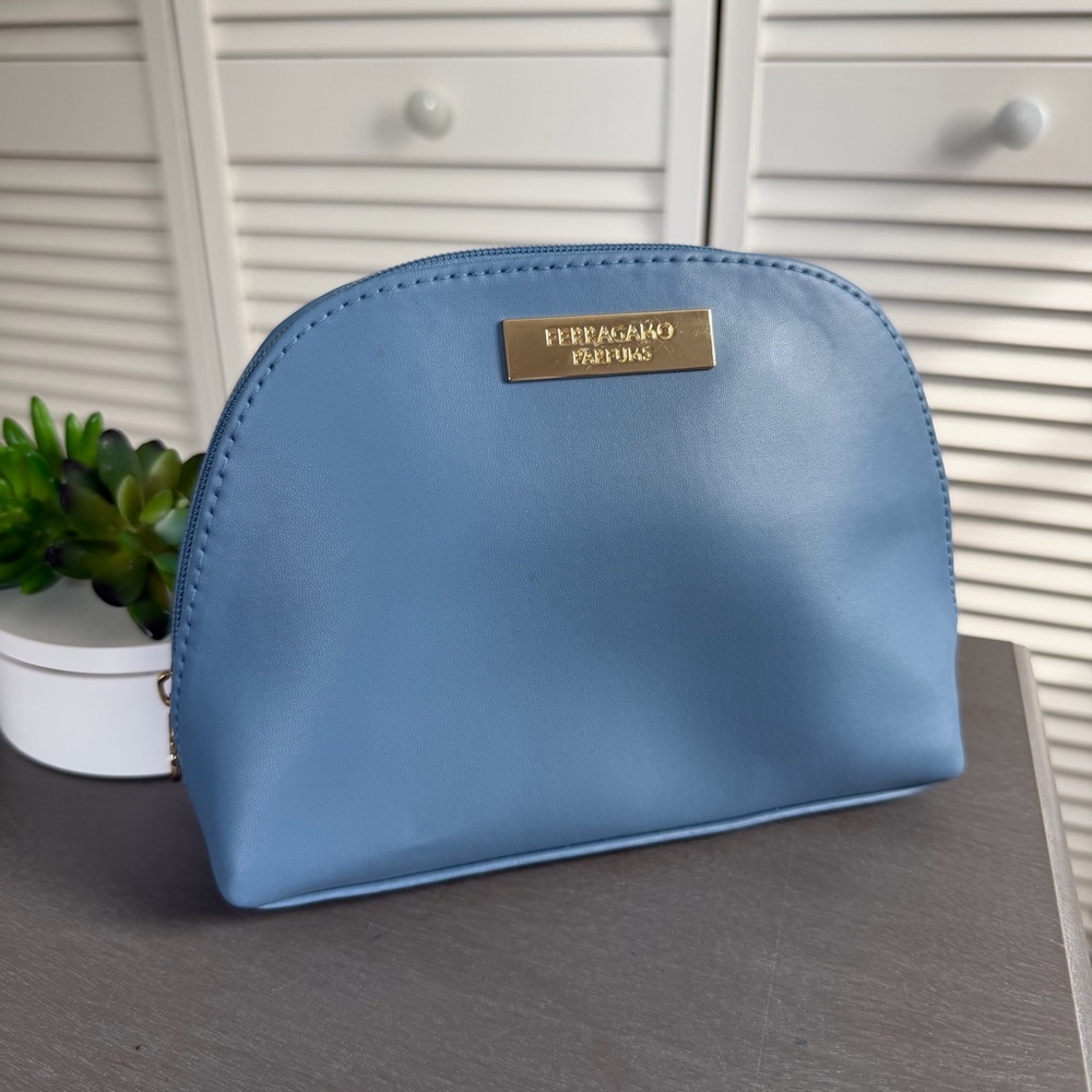 Ferragamo Parfums Blue Cosmetic Travel Pouch Case